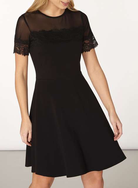 Black Mesh And Lace Dress